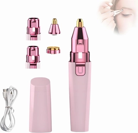 Orvanna Precision Eyebrow & Facial Trimmer, 2-in-1 Women's Eyebrow and Facial Hair Removal Device, Rechargeable Eye Brow Razor,Portable Rechargeable Shaver with LED Light(Pink)