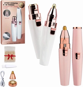 Orvanna Precision Eyebrow & Facial Trimmer, Orvanna Nose Hair Trimmer for Women, 2 In1 Rechargeable Facial Hair Removal and Eyebrow Shaver, Portable Electric Razors for Women (A-2PC)
