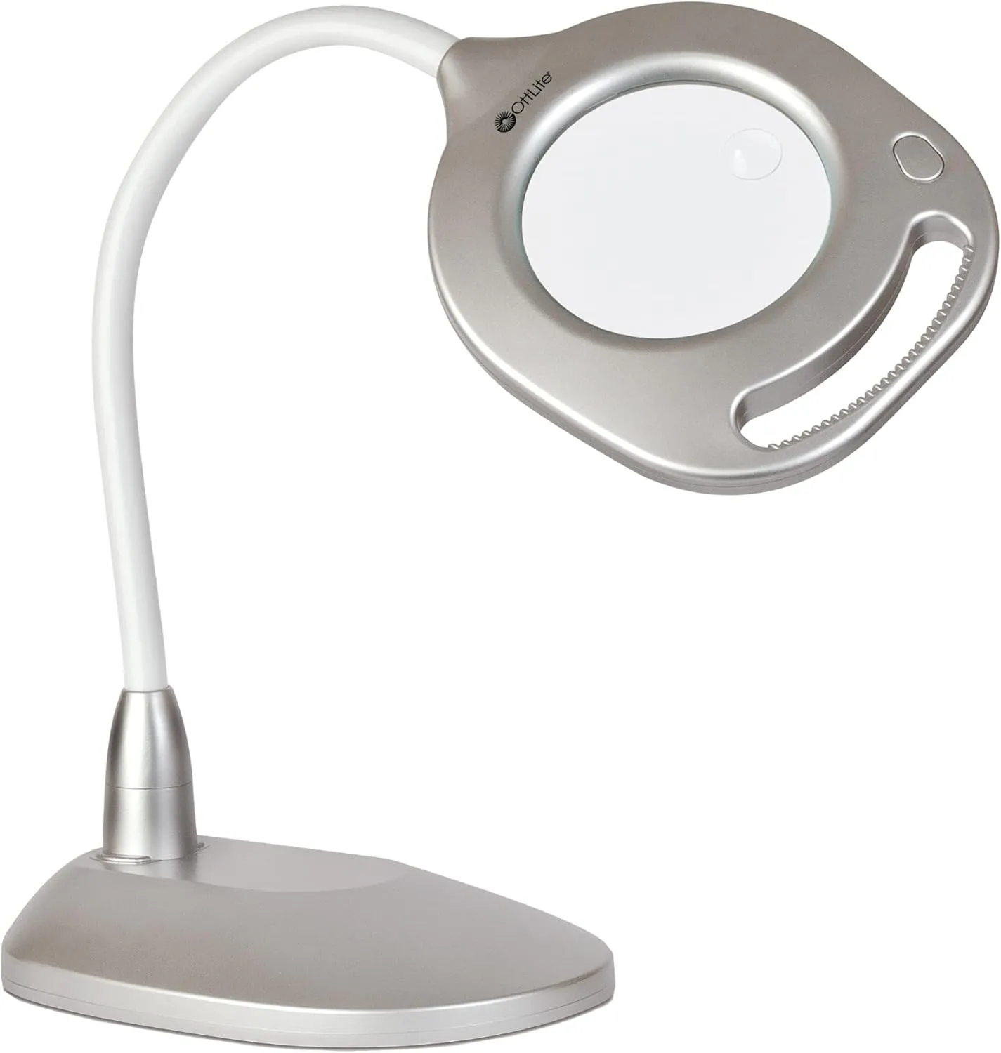 OttLite 2-in-1 LED Magnifier Floor & Table Light, Clearsun, Silver, Retail