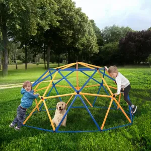 Outdoor Dome Climber for Joyful Play, Safe Jungle Gym for Kids Aged 3-10, Sturdy and Durable Design, Blue & Yellow