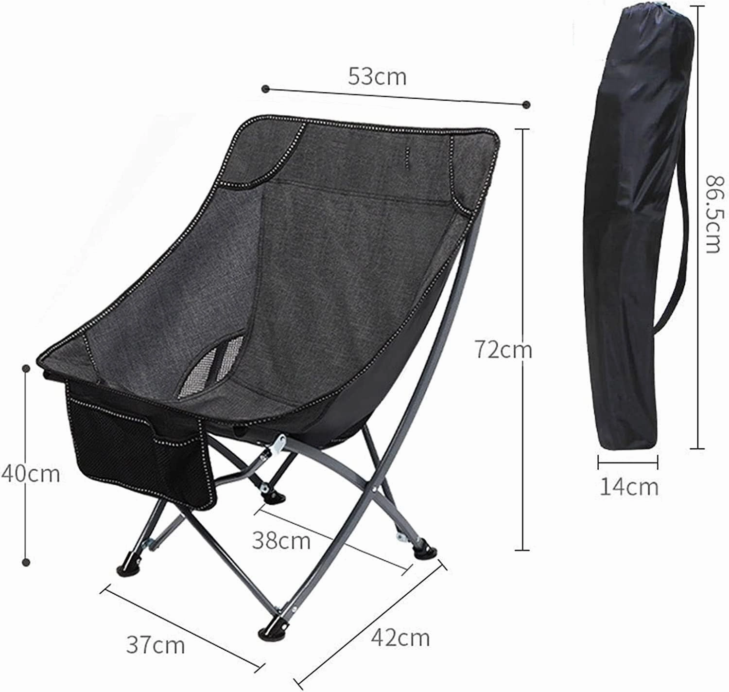 Outdoor Chair Folding Camping Chair Portable Folding Chair with Mesh Side Pocket Backrest Stool Camping Backpacking Chair for Fishing Beach Travel Picnic Camping Chair Foldable Chair