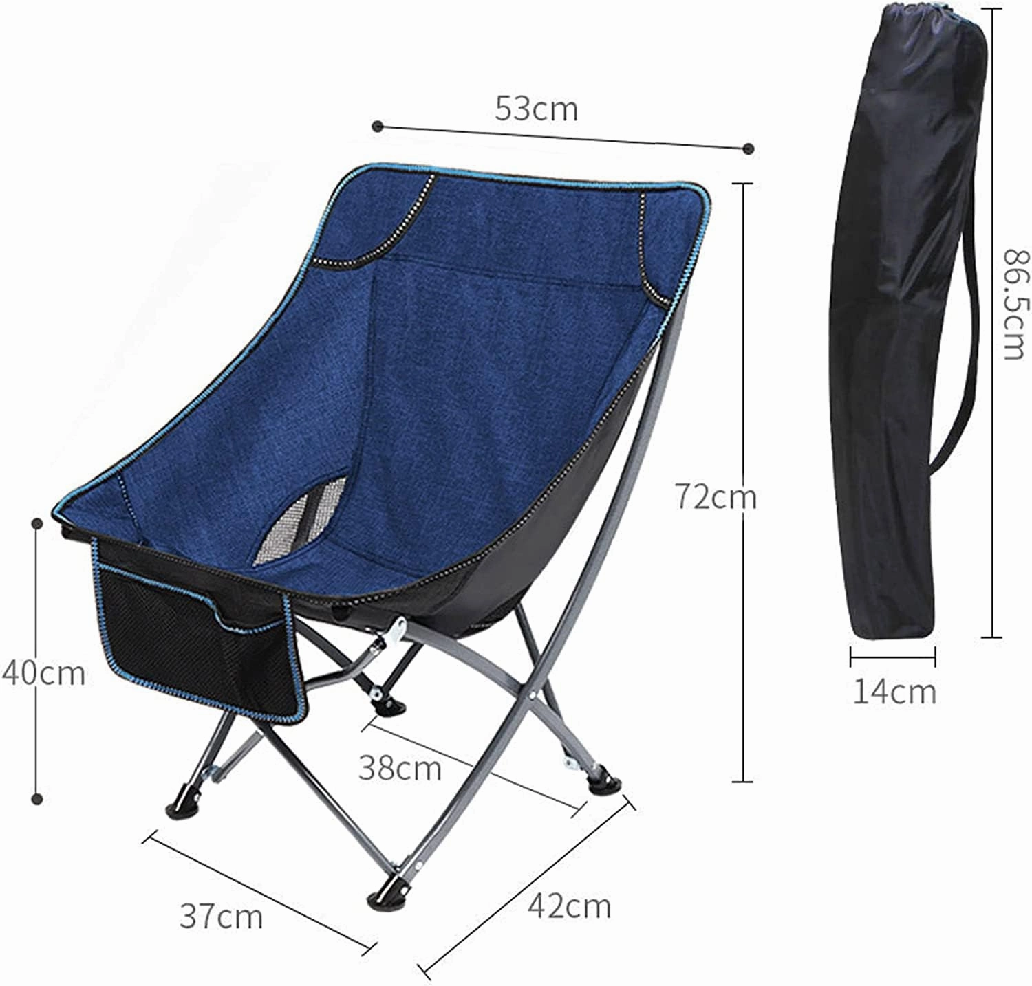 Outdoor Chair Folding Camping Chair Portable Folding Chair with Mesh Side Pocket Backrest Stool Camping Backpacking Chair for Fishing Beach Travel Picnic Camping Chair Foldable Chair