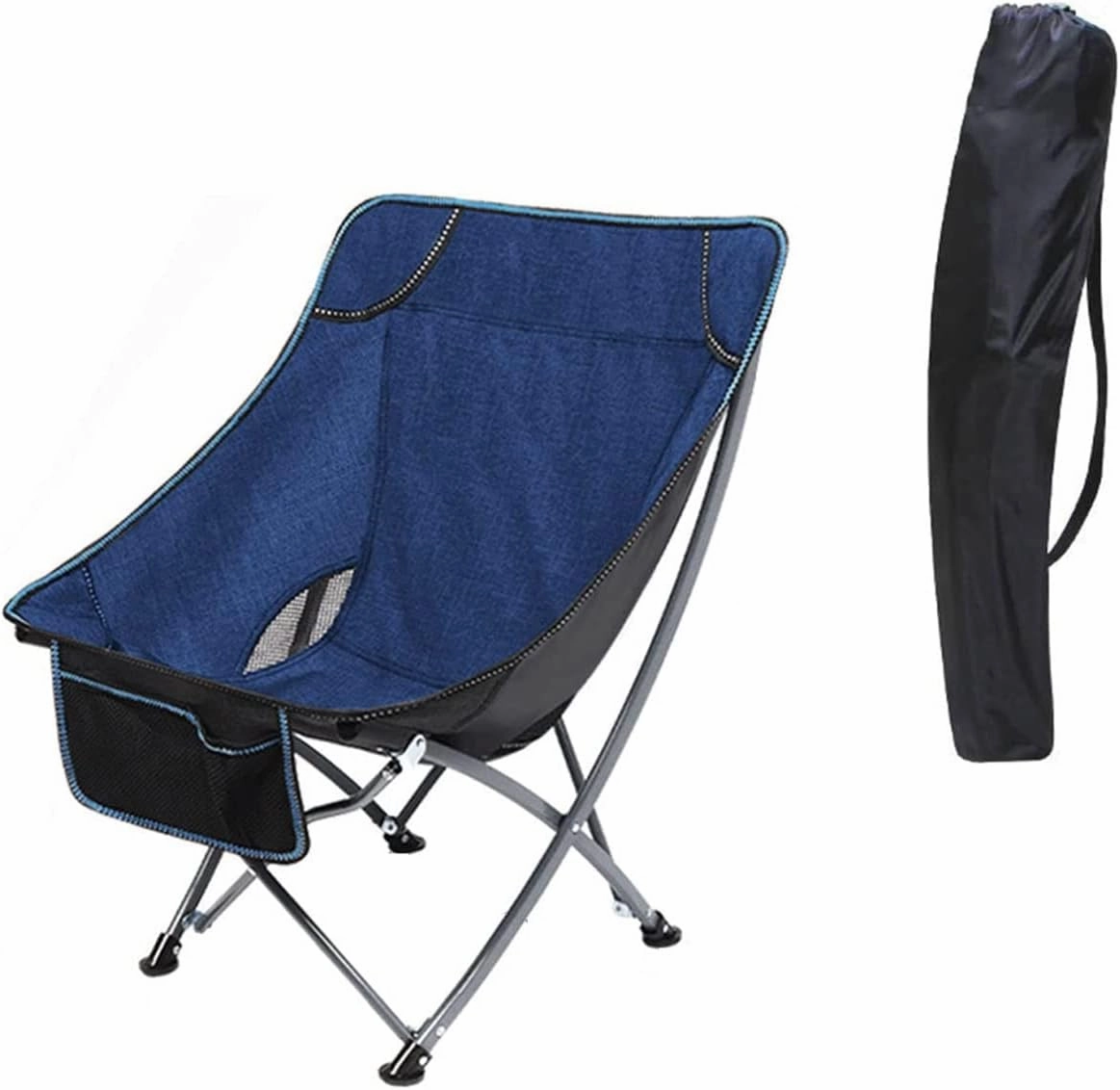 Outdoor Chair Folding Camping Chair Portable Folding Chair with Mesh Side Pocket Backrest Stool Camping Backpacking Chair for Fishing Beach Travel Picnic Camping Chair Foldable Chair