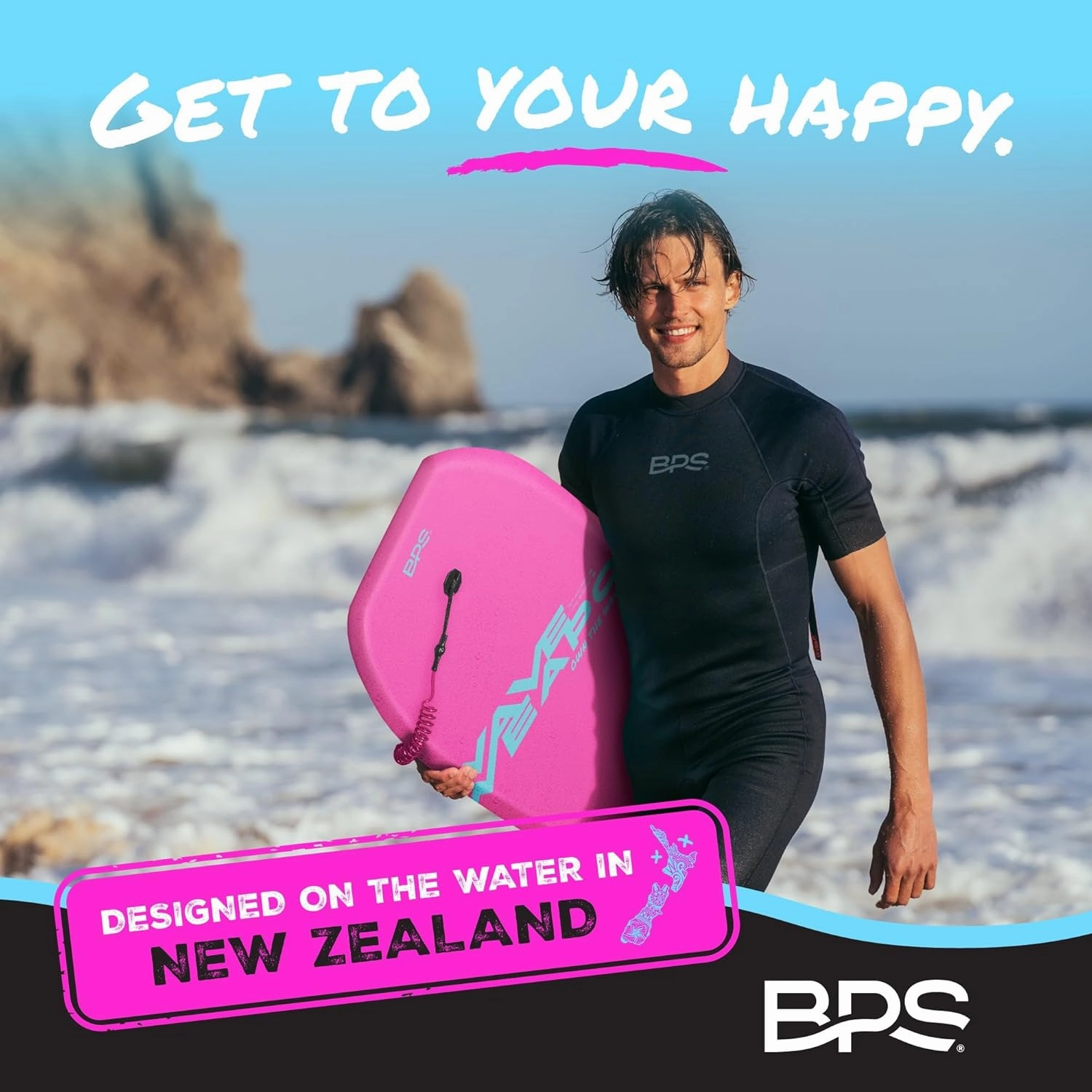 Own the Wave 'Wave Weapon' Body Board for All Wave Conditions - Lightweight with EPS Core HDPE Slick Bottom Body Boards for Beach with Wrist Leash and Plug for Kids and Adults