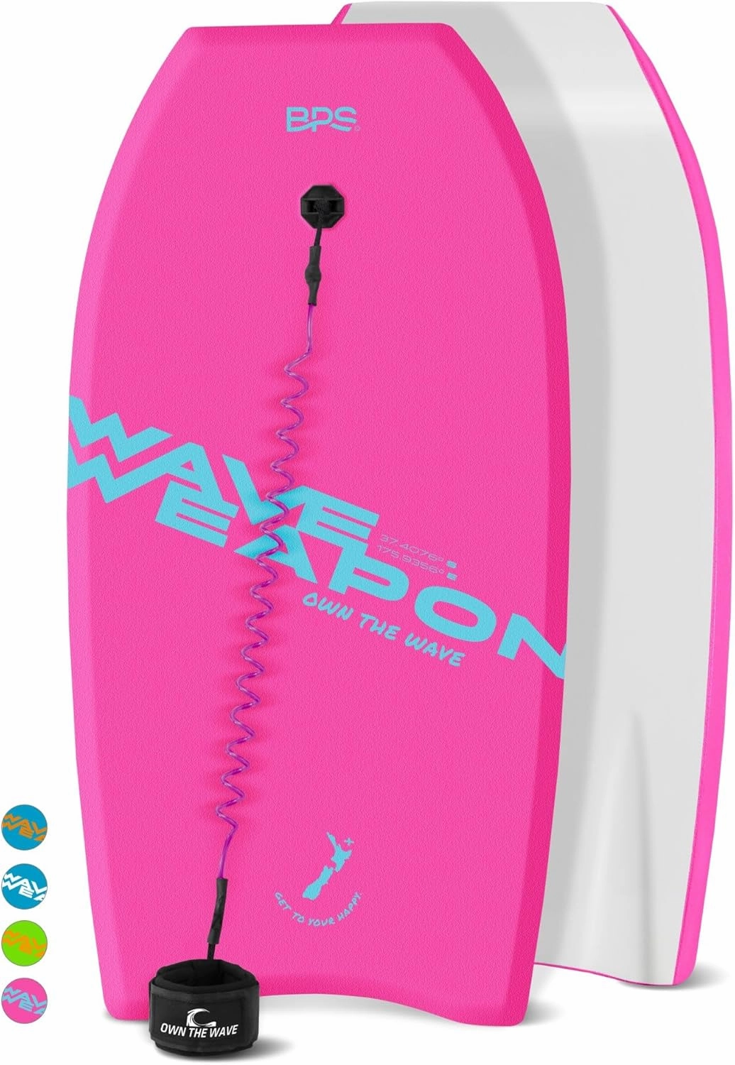 Own the Wave 'Wave Weapon' Body Board for All Wave Conditions - Lightweight with EPS Core HDPE Slick Bottom Body Boards for Beach with Wrist Leash and Plug for Kids and Adults