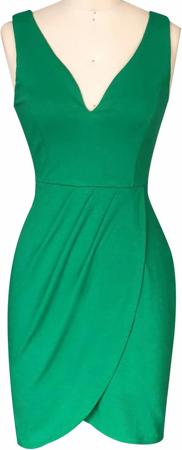 oxiuly Women's Wrap V Neck Bodycon Ruched Cocktail Party Dress Chic Church Wedding Club Pencil Dresses OX345