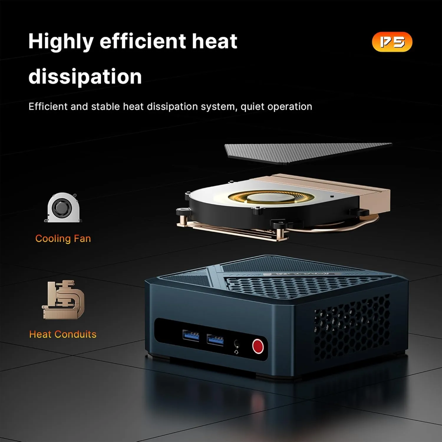 P5 Mini PC Ryzen 5 6600H(Up to 4.5GHz) 24GB DDR5 512GB NVMe PCIe SSD Win OS Mini Computers, 2.5G LAN Ports, 4K Triple Display Business Office Mini Desktop PC,4 USB Ports,Wi-Fi6, BT 5.2