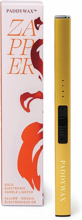 Paddywax Electronic Lighters Rechargeable USB Flameless Zapper Electric Candle Lighter, 7.5" Long, Gold