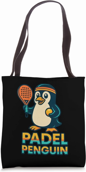 Padel Penguin Fun Retro Paddle Sports Penguin Graphic Tote Bag