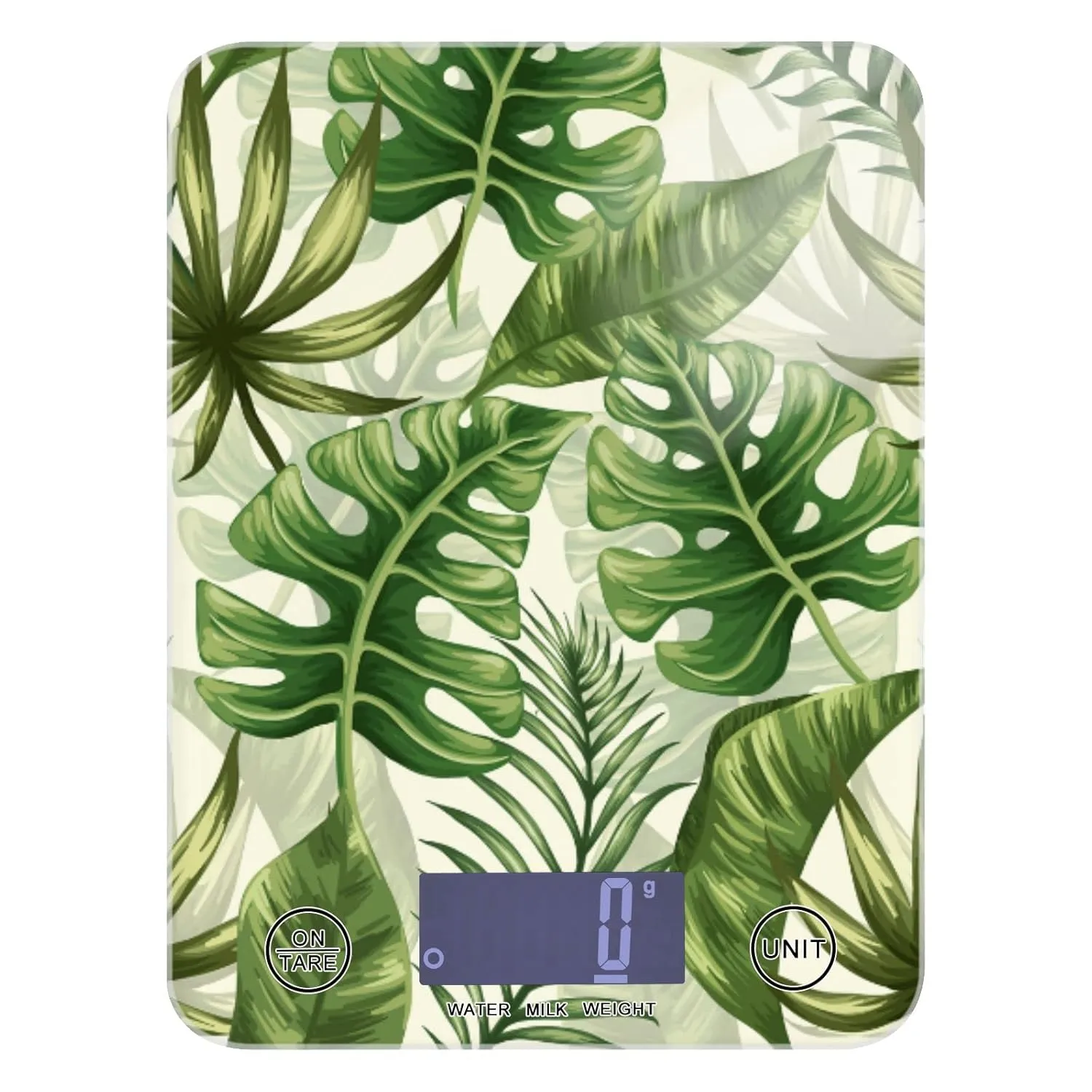 Palm Tree Green Leaves Food Scale Waterproof Digital Kitchen Scales Weight Ounces and Grams with Easy to Clean for Kitchen,Jewelry,Coffee and Small Items