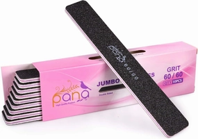 PANA Jumbo Double-Sided Emery Nail File for Manicure, Pedicure, Natural, and Acrylic Nails - Black (Grit 60/60) - 50 Piece Pack