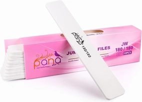 PANA Jumbo Double-Sided Emery Nail File for Manicure, Pedicure, Natural, and Acrylic Nails - White (Grit 180/180) - 50 Piece Pack