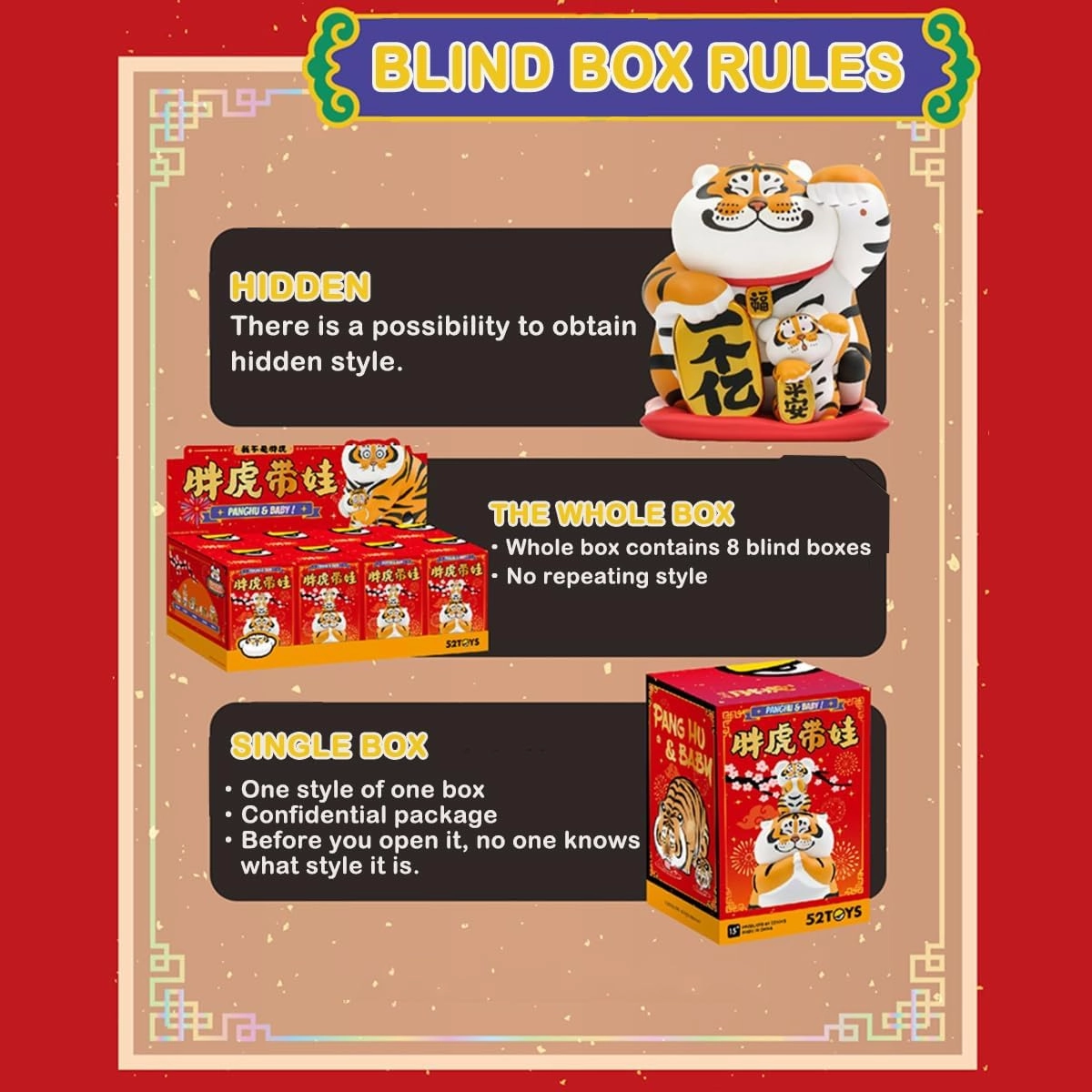 Panghu with Baby Series 1 Blind Box Figures, Mystery Box Random Design Toys Girl Birthday Gifts Christmas Collectible Toy for Desk Accessories, 1PC