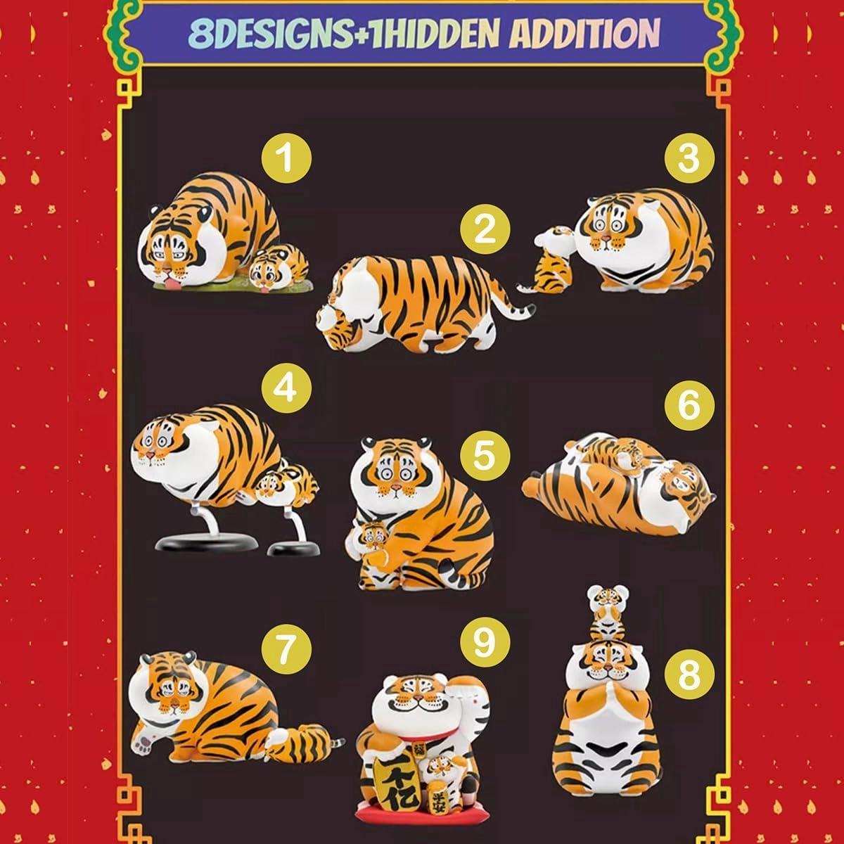 Panghu with Baby Series 1 Blind Box Figures, Mystery Box Random Design Toys Girl Birthday Gifts Christmas Collectible Toy for Desk Accessories, 1PC