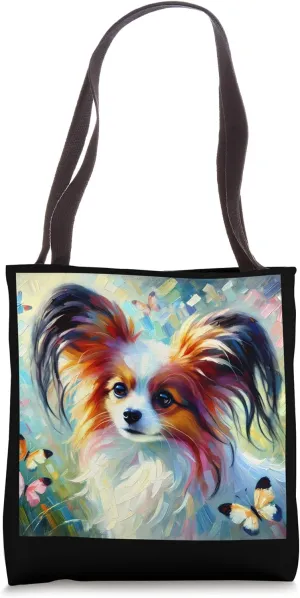 Papillon Dog Shirt Continental Toy Spaniel Doggie Pap Mom Tote Bag