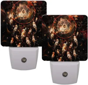 Pardick Colorful Dream Catcher Art Plug in Night Light Set of 2 LED Nightlights Auto Dusk to Dawn Sensor Nightlight Lamp for Kids Boy Girls Room Bedroom Bathroom Kitchen Hallway Nursery Stairs Decor
