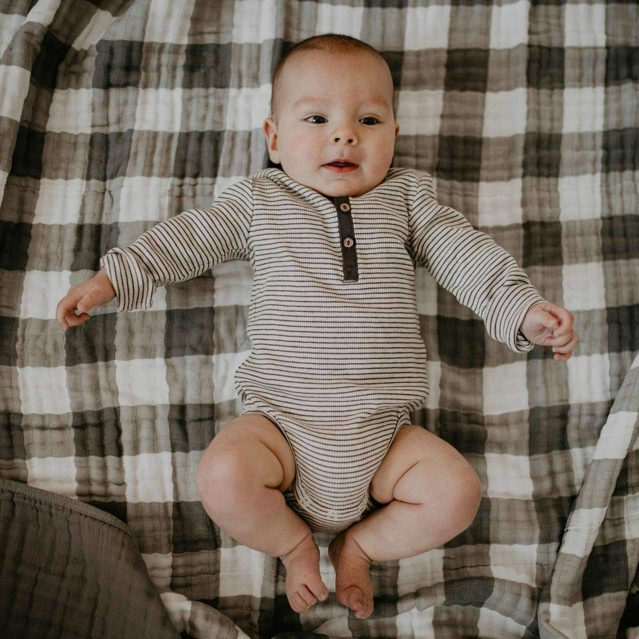 Parker Baby Muslin Blanket | 100% Soft Cotton Toddler Quilt & Baby Muslin Swaddle | Gender Neutral Design 47" x 47" Blanket