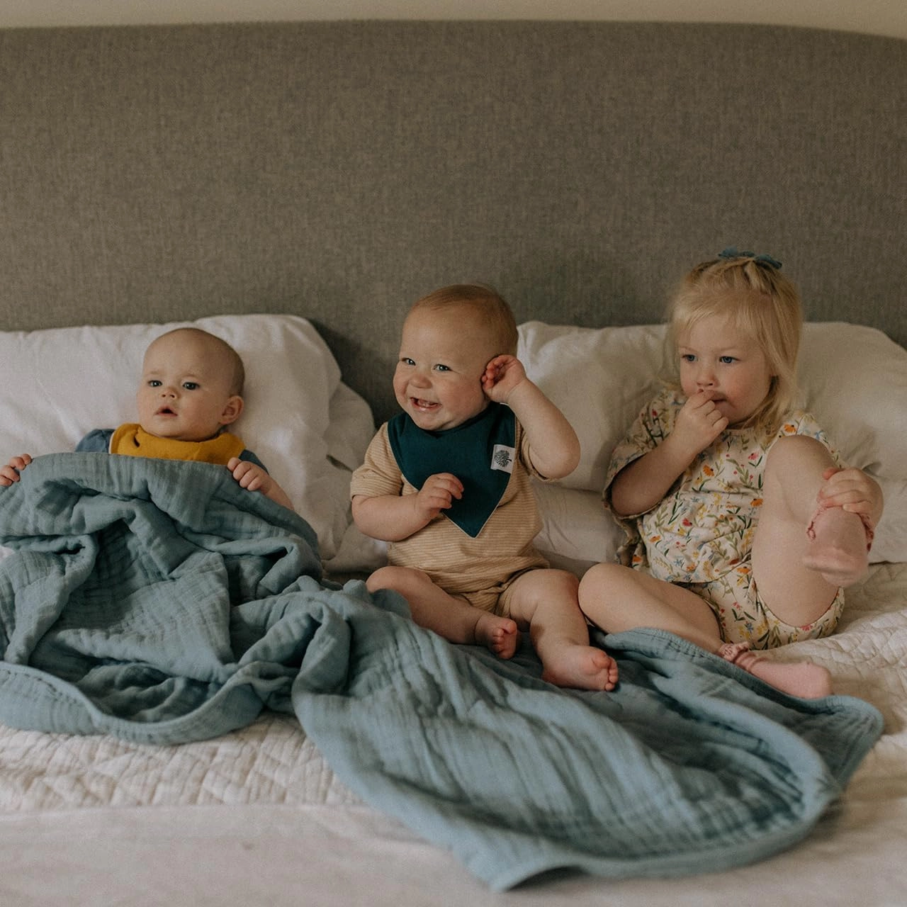 Parker Baby Muslin Blanket | 100% Soft Cotton Toddler Quilt & Baby Muslin Swaddle | Gender Neutral Design 47" x 47" Blanket