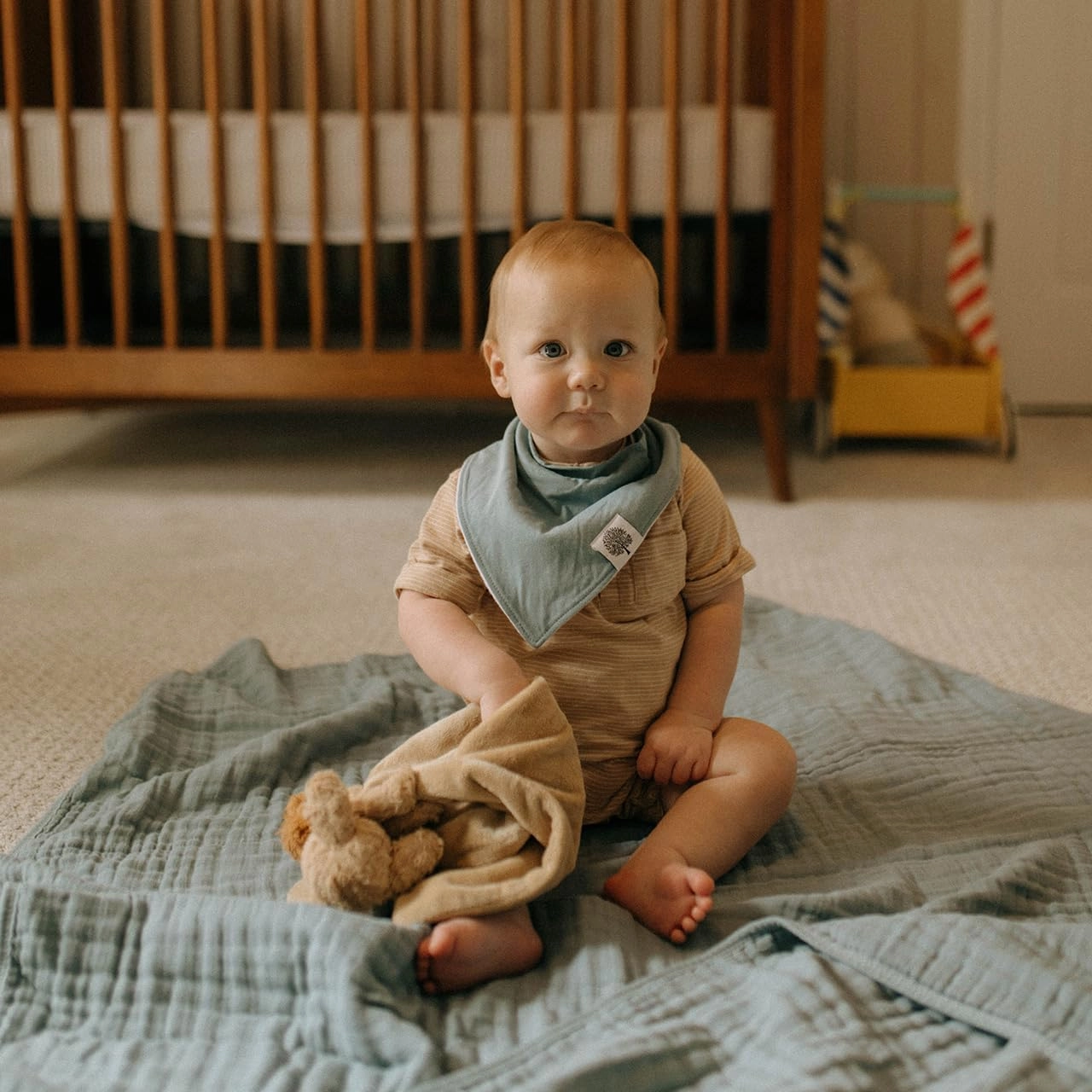 Parker Baby Muslin Blanket | 100% Soft Cotton Toddler Quilt & Baby Muslin Swaddle | Gender Neutral Design 47" x 47" Blanket