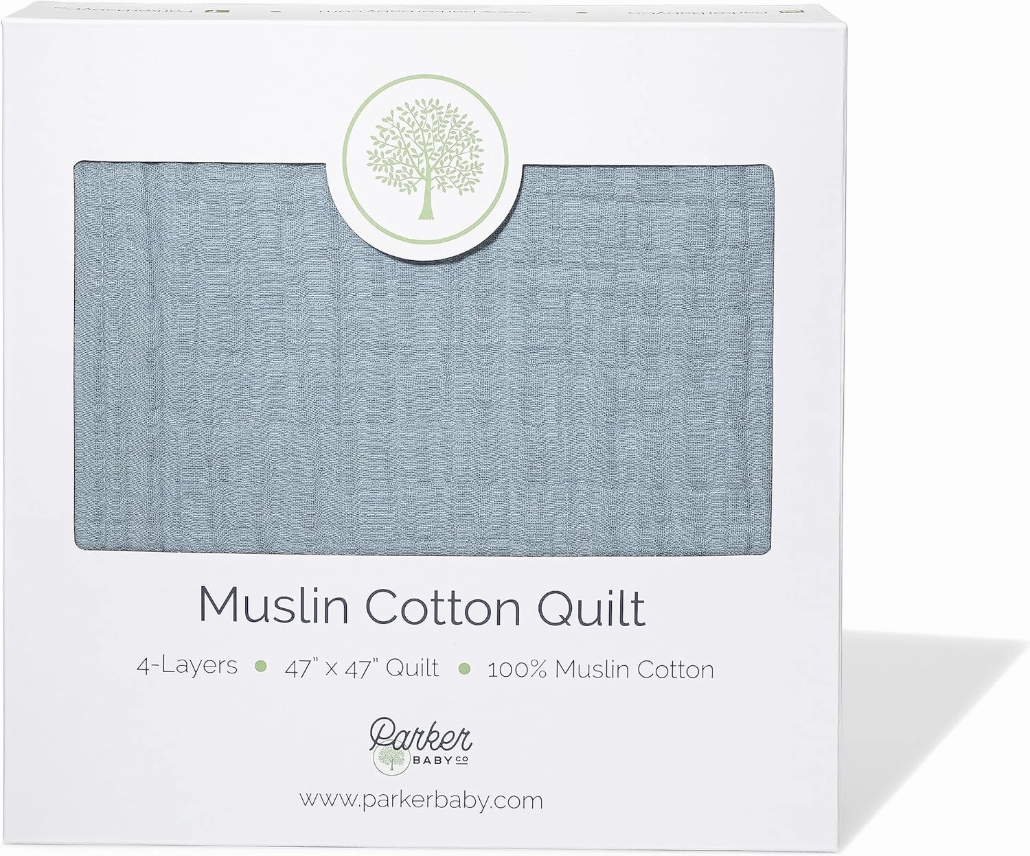 Parker Baby Muslin Blanket | 100% Soft Cotton Toddler Quilt & Baby Muslin Swaddle | Gender Neutral Design 47" x 47" Blanket