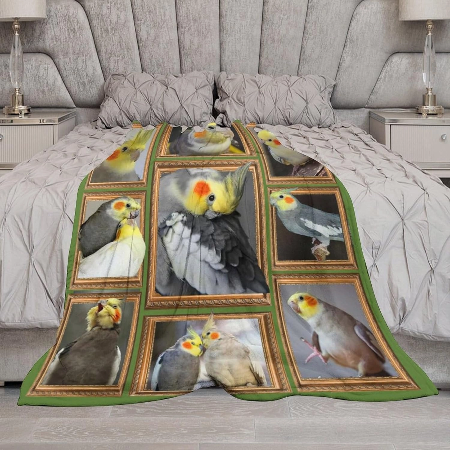 Parrot Cockatiel Throw Blanket Parrot Cockatiel Gift Bird Blanket Parrot Cockatiel Bird Decor Pictures Lightweight Soft Cozy Flannel Velvet Blanket for Couch Sofa Bedroom 40"x50"
