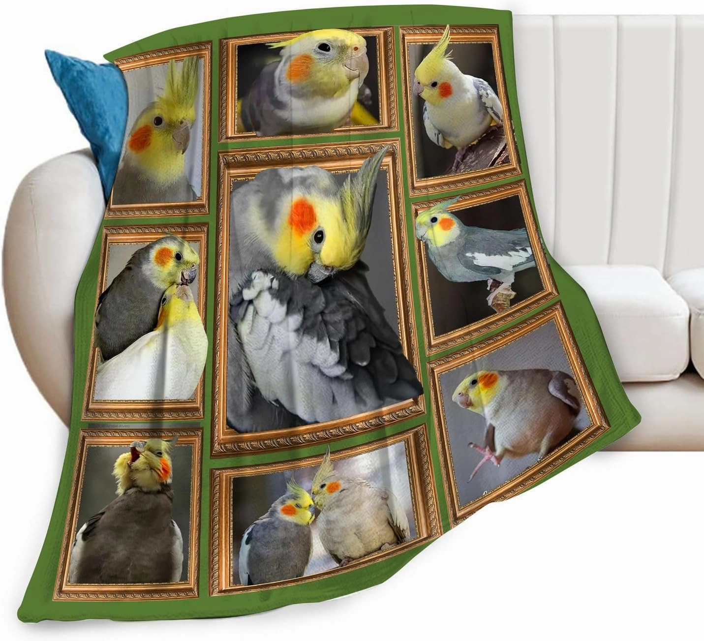 Parrot Cockatiel Throw Blanket Parrot Cockatiel Gift Bird Blanket Parrot Cockatiel Bird Decor Pictures Lightweight Soft Cozy Flannel Velvet Blanket for Couch Sofa Bedroom 40"x50"