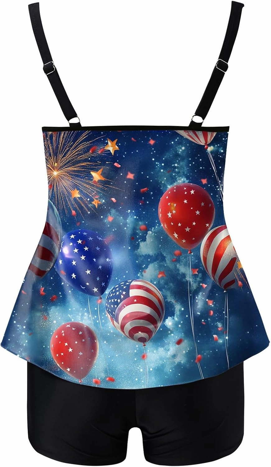 Patriotic Swimsuits for Women 4th of July Bathing Suit Two Piece Swimsuit Halter Star Striped Print Tankini Set