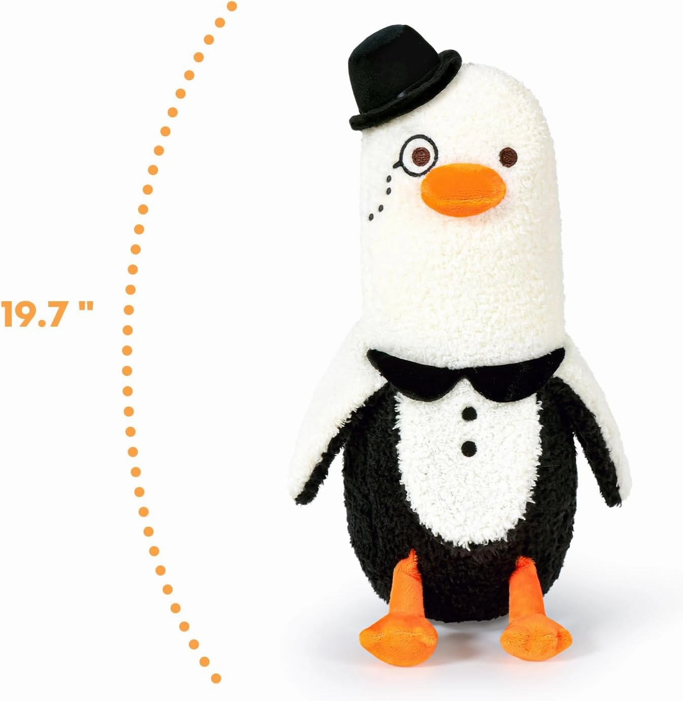 PEACH CAT Banana Duck Plush Pillow Wear Bowler Hat Monocle Plushies Toy Cute Stuffed Animals Gifts for Kids White and Black 19.7"