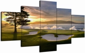 Pebble Beach Golf Course Wall Art for Living Room Bedroom Bathroom Office Wall Decorations Golf Course Pictures Canvas Prints Modern Framed Artwork Ready to Hang(60''W x 40''H)