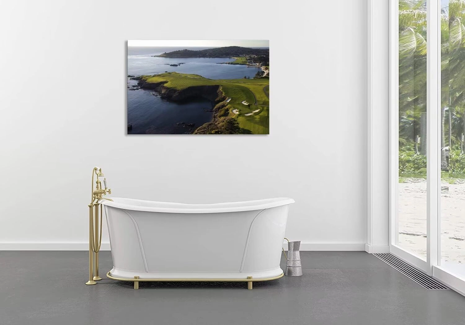 Pebble Beach Golf Course Wall Art Pictures - Pebble Beach Wall Art for Living Room Bedroom Bathroom Home Decorations Framed Artwork Canvas Prints Ready to Hang(18''H x 24''W)