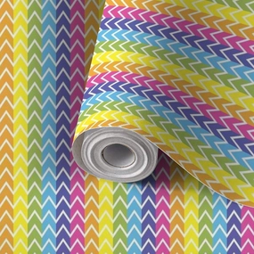 Peel and Stick Wallpaper Self Adhesive Wall Mural Rainbow Seamless Pattern Zigzag pattern colorful lines Retro rainbow Contact Paper Renter Friendly Wallpaper for Kitchen Nursery Bedroom 17.7"x118"