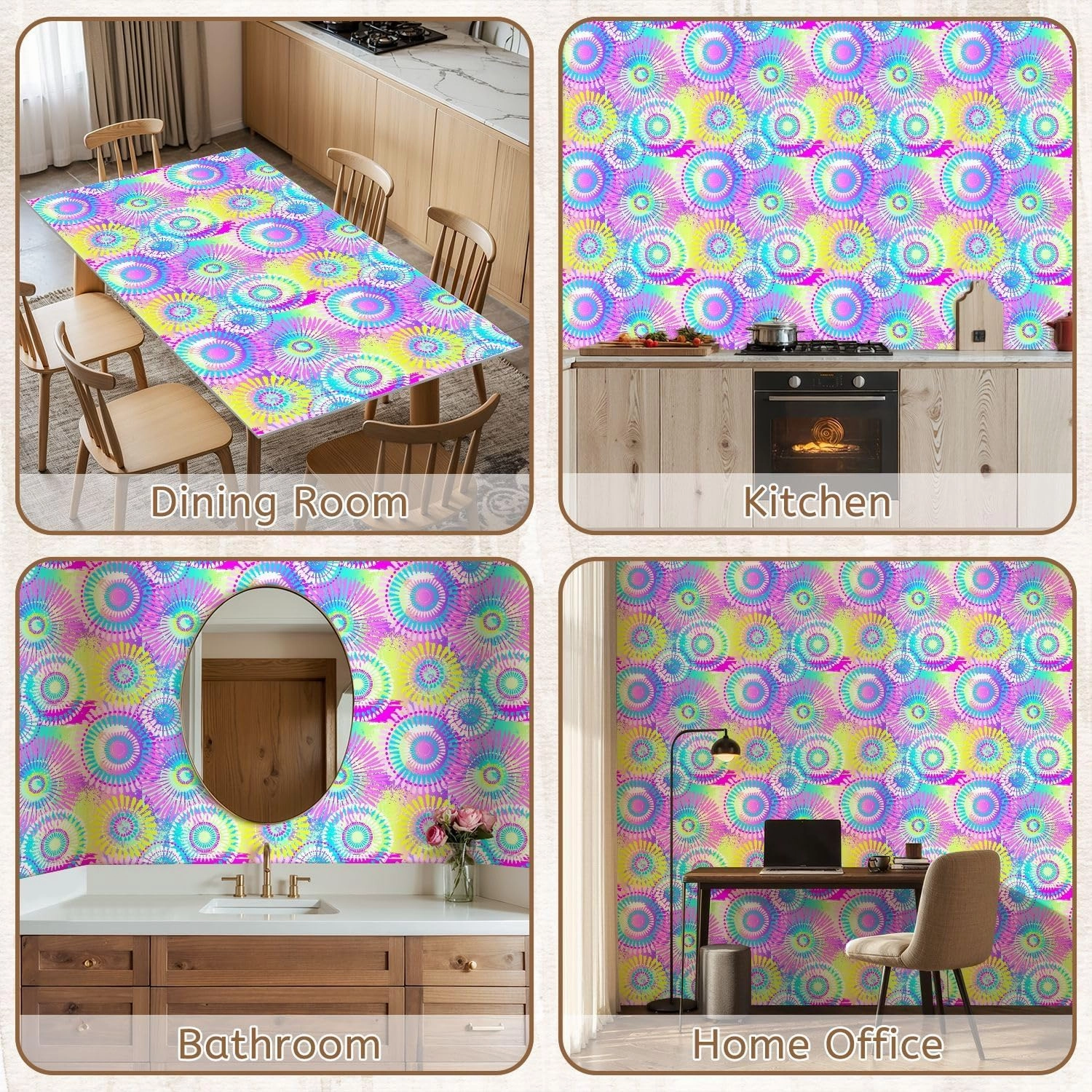 Peel and Stick Wallpaper Self Adhesive Wall Mural Seamless for girls Creative abstract flowers colorful urban Funny Contact Paper Renter Friendly Wallpaper for Kitchen Nursery Bedroom 17.7"x118"