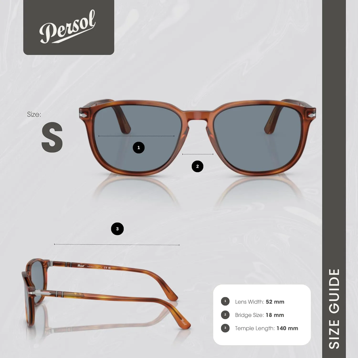 Persol PO3019S Square Sunglasses for Men   Bundle with Designer iWear Kit