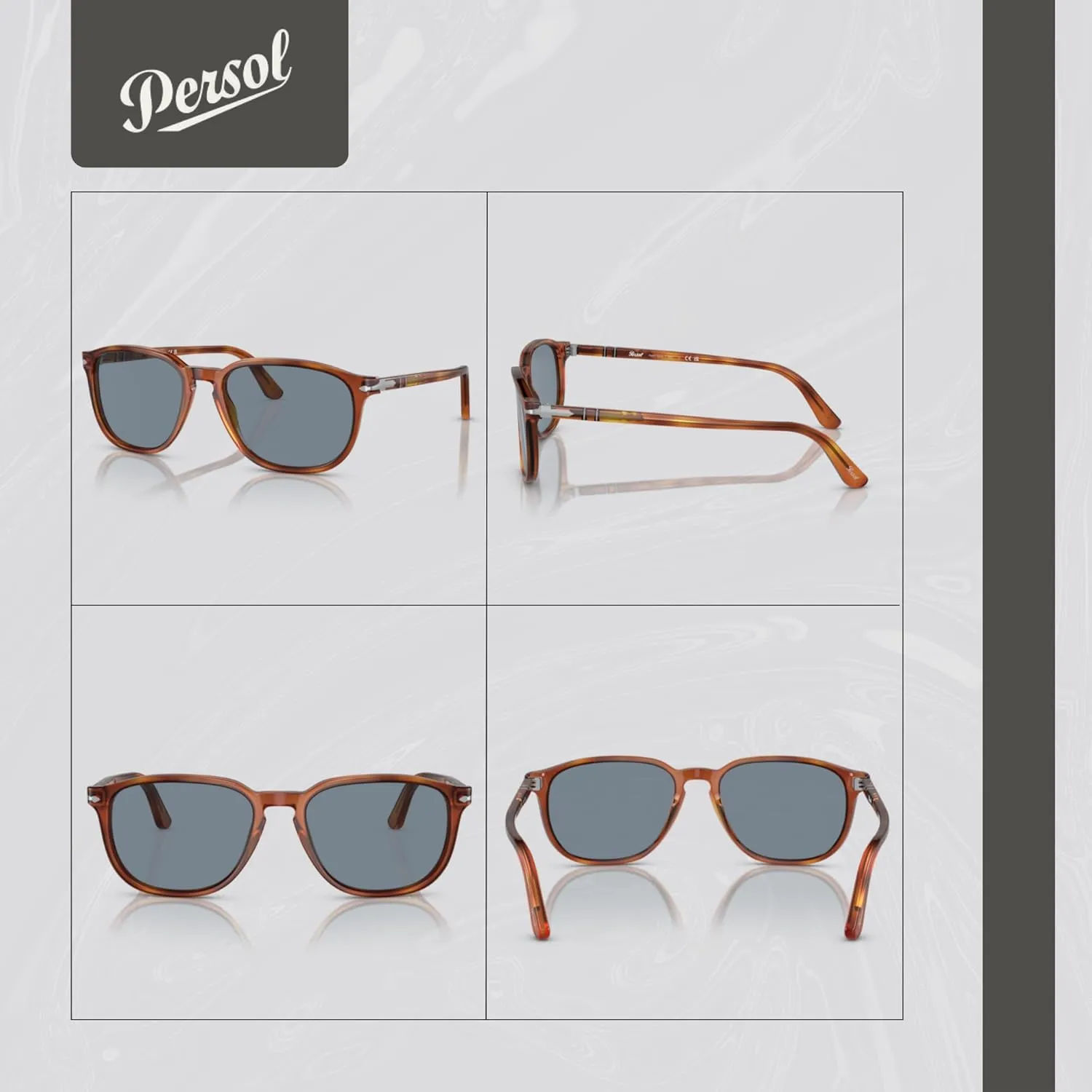 Persol PO3019S Square Sunglasses for Men   Bundle with Designer iWear Kit