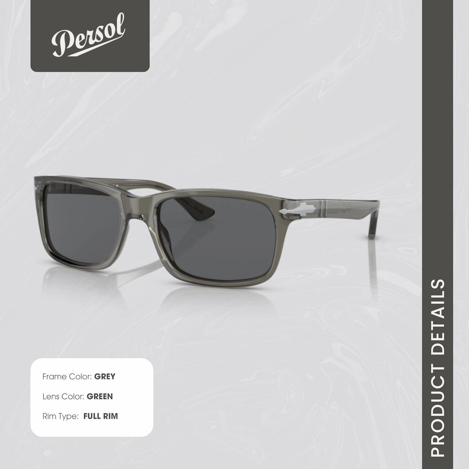Persol PO3048S Rectangle Sunglasses for Men   BUNDLE With Designer iWear Eyewear Kit