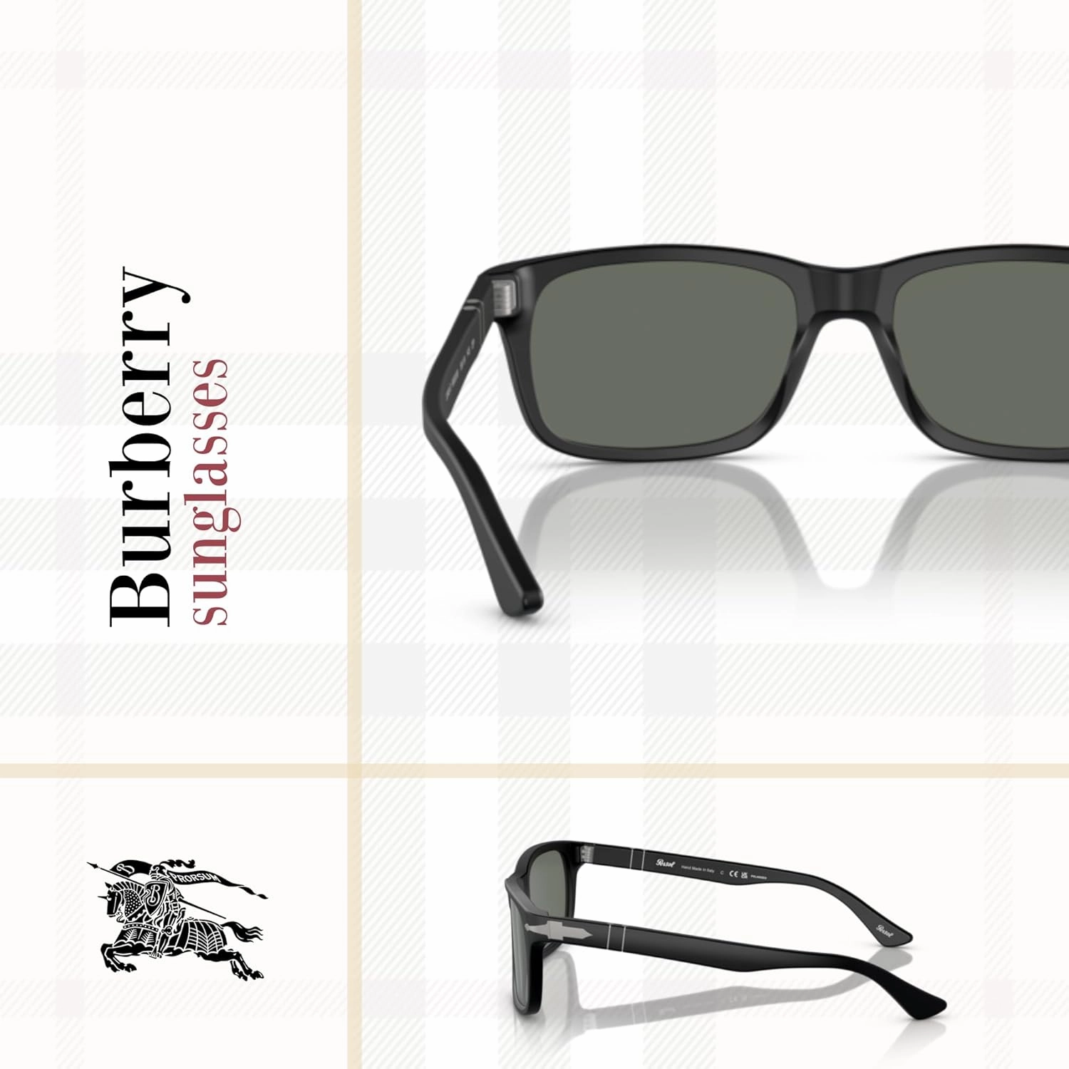Persol PO3048S Rectangle Sunglasses for Men   BUNDLE With Designer iWear Eyewear Kit