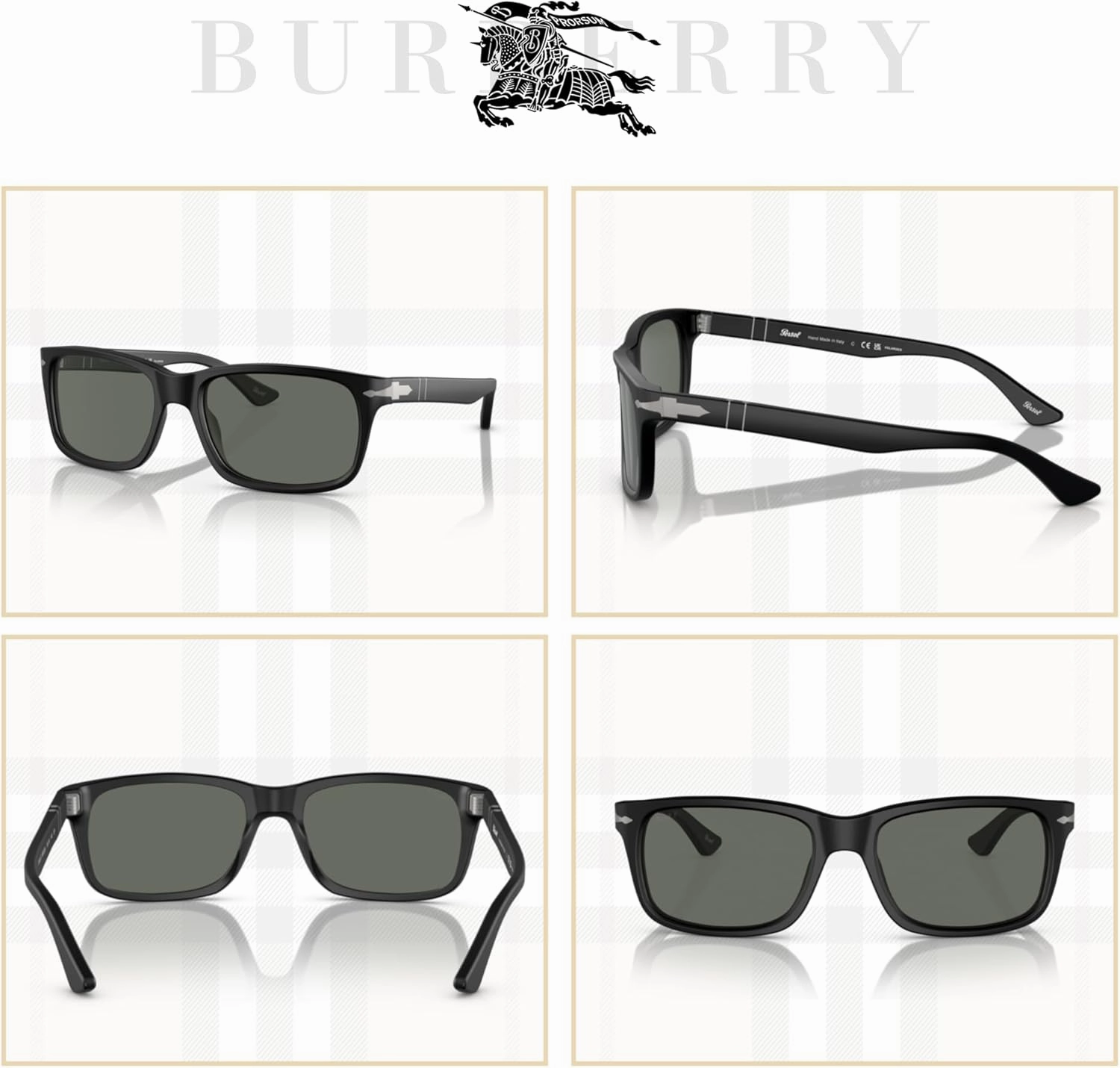 Persol PO3048S Rectangle Sunglasses for Men   BUNDLE With Designer iWear Eyewear Kit