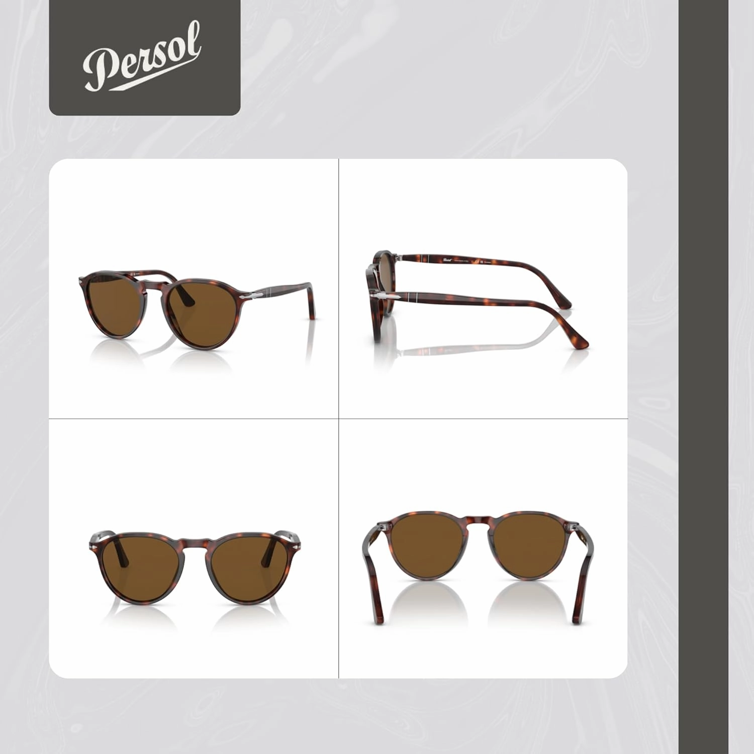 Persol PO3286S Round Sunglasses for Men for Women   BUNDLE With Designer iWear Complimentary Eyewear Kit