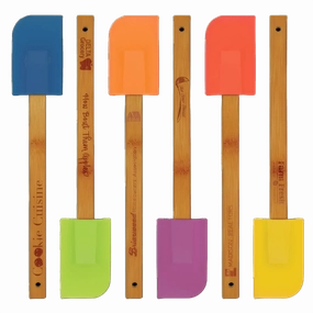 Personalized Bamboo Handle Silicone Spatulas – 6 Colors Available