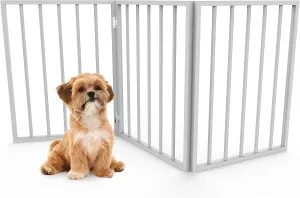 PETMAKER Pet Gate – Dog Gate for Doorways, Stairs or House– Freestanding, Folding, Accordion Style, Wooden Indoor Dog Fence (24-Inch, White)