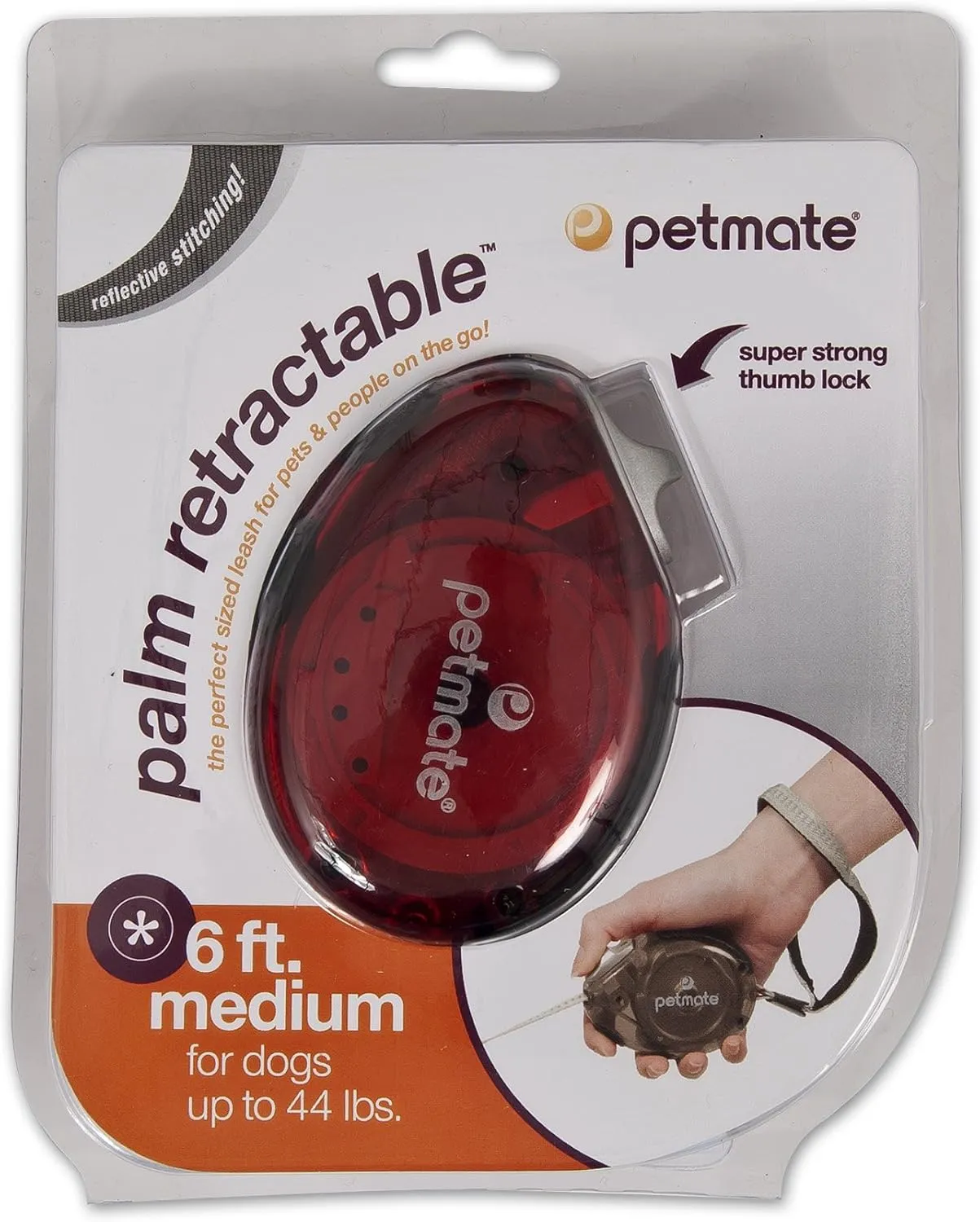 Petmate 10076 Translucent Palm Retractable Pet Leash, Large, Assorted