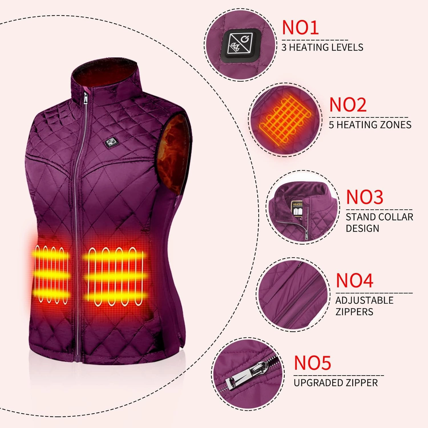 PETREL Heated Vest Women with Battery Pack, Rechargeable Lightweight Heating Warming for Hunting