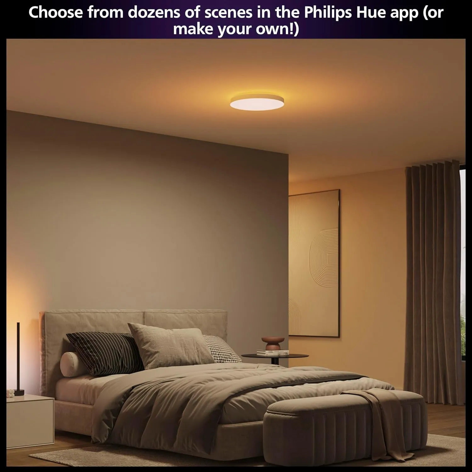 Philips Hue Datura Smart Ceiling Panel (Small Round 2.49in x 15.12in) White & Color Light, Bluetooth Compatible, Voice Control with Alexa, Apple Home & Google Assistant†?