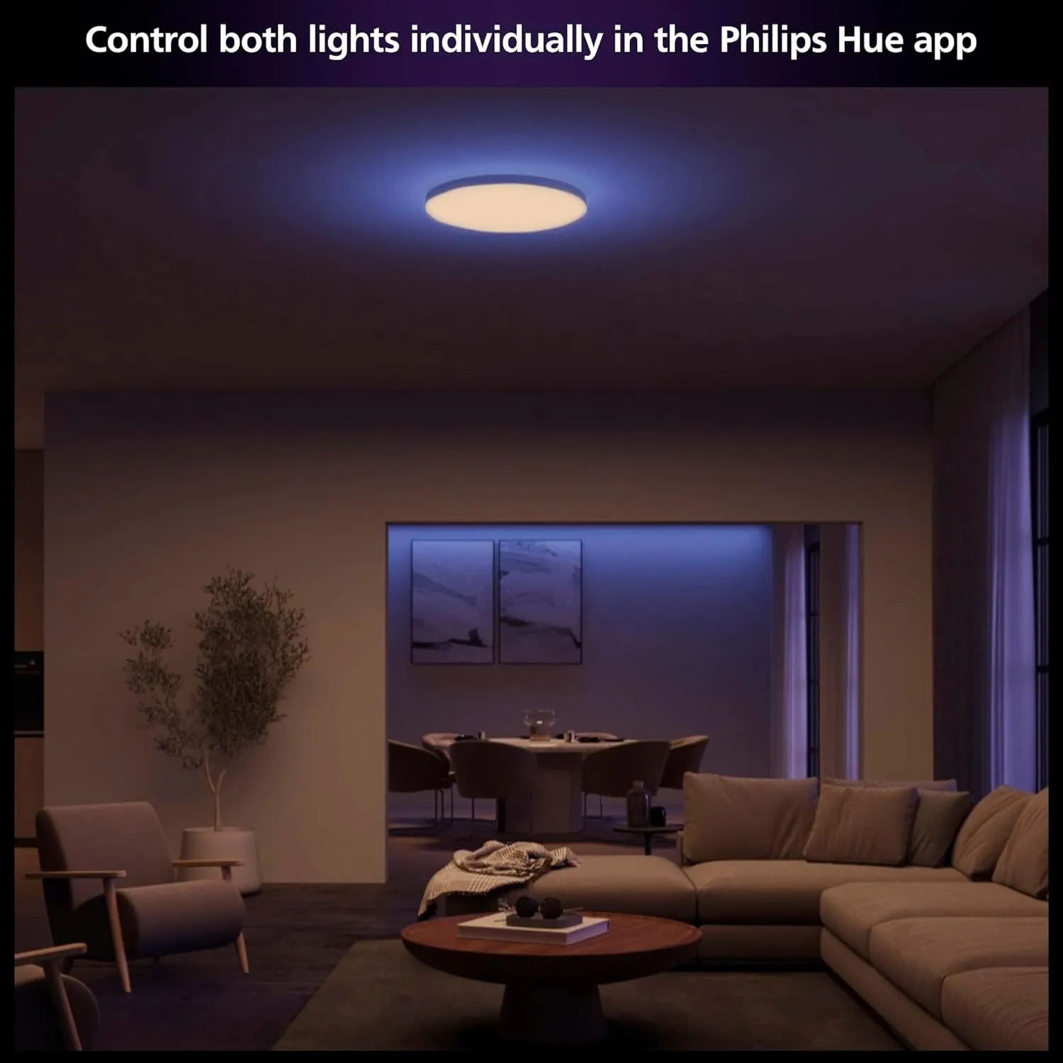 Philips Hue Datura Smart Ceiling Panel (Small Round 2.49in x 15.12in) White & Color Light, Bluetooth Compatible, Voice Control with Alexa, Apple Home & Google Assistant†?