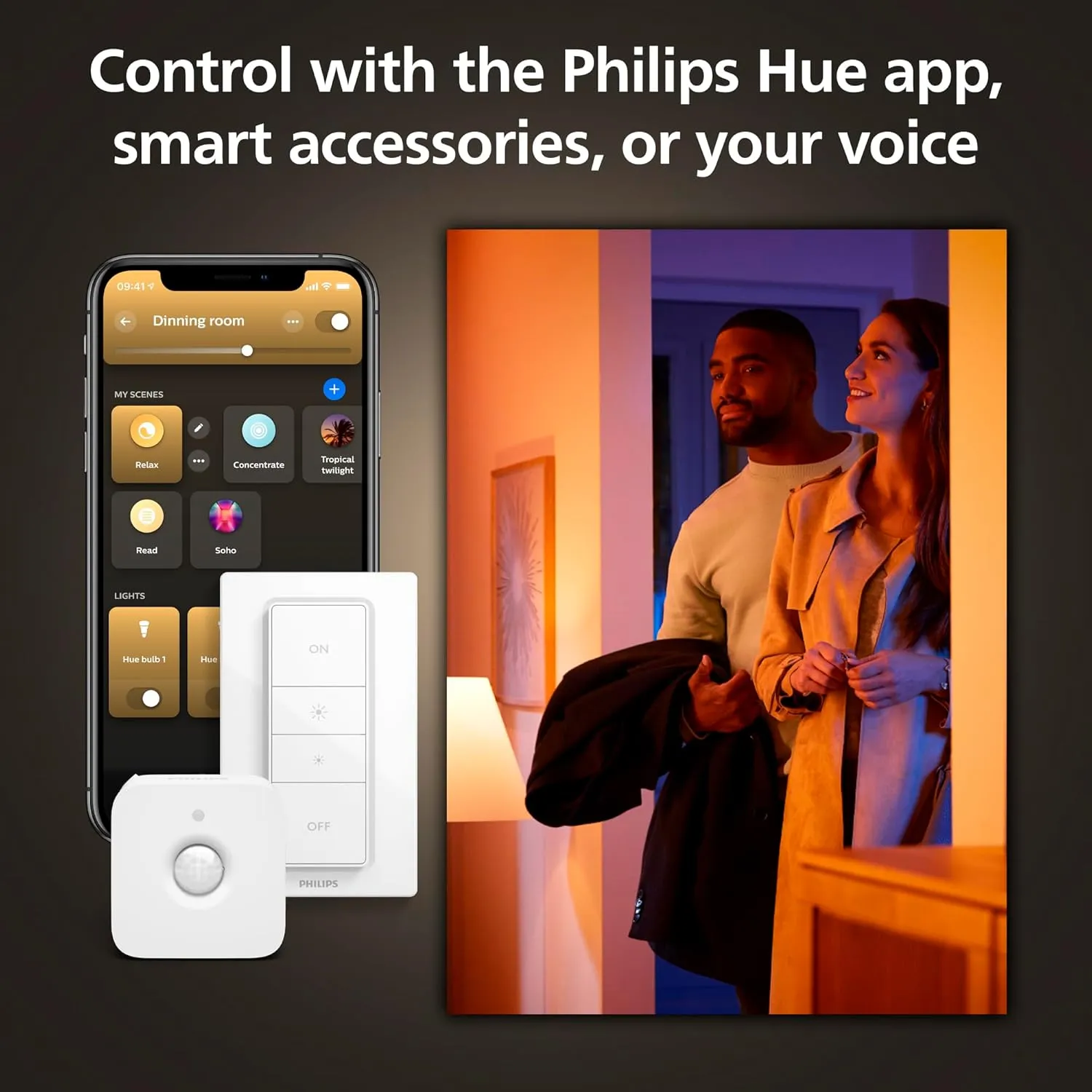 Philips Hue Datura Smart Ceiling Panel (Small Round 2.49in x 15.12in) White & Color Light, Bluetooth Compatible, Voice Control with Alexa, Apple Home & Google Assistant†?