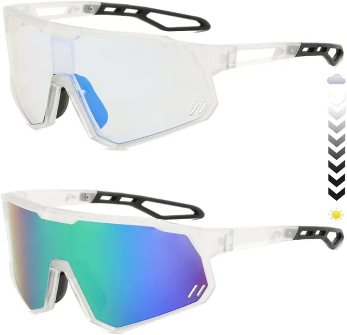 Photochromic Bike Glasses for Youth, Cycling Sports Eyewear with Light-Adaptive Lenses Teen Outdoor Activities
