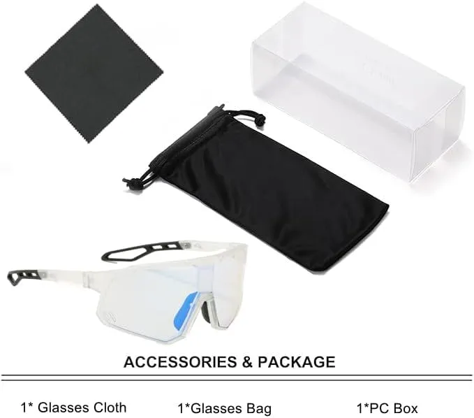 Photochromic Bike Glasses for Youth, Cycling Sports Eyewear with Light-Adaptive Lenses Teen Outdoor Activities