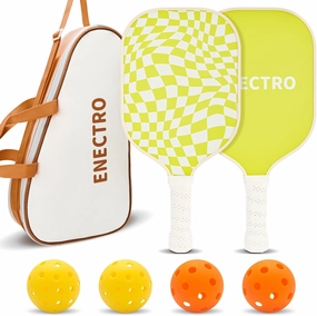 Pickleball Paddles Set of 2 Green, USAPA Approved Fiberglass Pickle Ball Set with 2 Lightweight Pickleball Rackets, 2 Indoor &2 Outdoor Balls, 1 Pickleball Bag for Women, Beginner, Youth