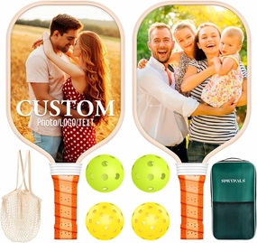 Pickleball Paddles Set of 4, USAPA Approved Pickleball Set of 4 with 4 Pickleball Balls & 1 Carry Bag Premium Wooden Cute Pickle Ball Paddles Rackets Ergonomic Cushion Grip Gifts for Women Youth Men
