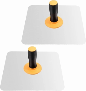 PINGEUI 2 PCS 12 x 12 Inches Drywall Hawk, Solid Aluminium Plastering Hawk, Masonry Hawk with Comfortable Grip Handle and Round Edges for Cement, Mortar, Drywall